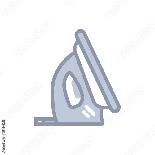 Clean greyscale icon of a steam iron, perfect for household or clothing content.