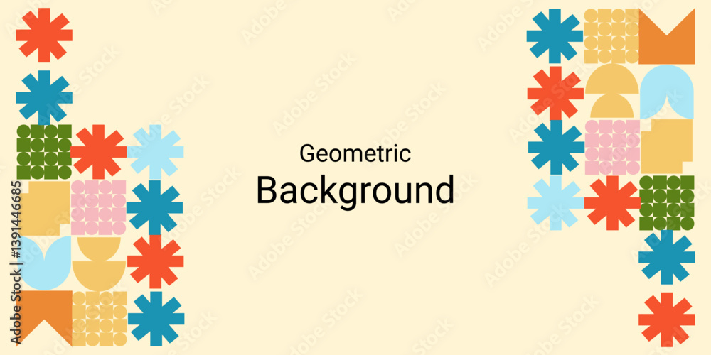 Abstract geometric background for postcard, wallpaper, invitation with space for text. Brutalism. Vector. Abstract geometric background for postcard, wallpaper, invitation with space for text. Brutalism. Vector.
