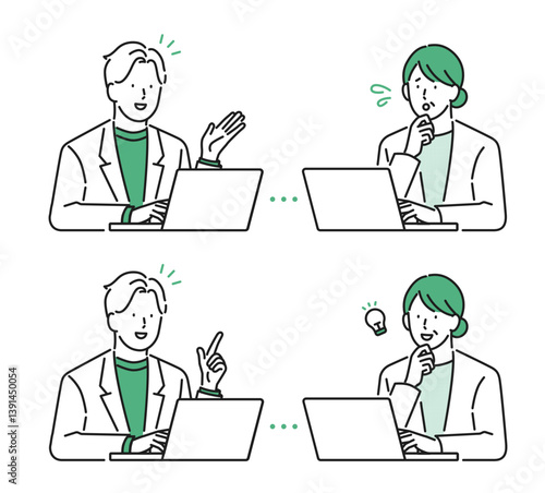 イラスト素材【介護イメージ】：オンライン診療を受ける高齢者
