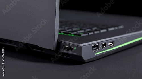 Wallpaper Mural Sleek gaming laptop, side view, highlighting ports and design elements Torontodigital.ca