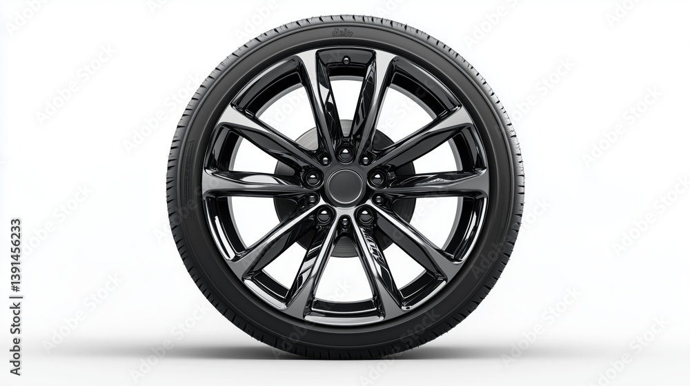 Fototapeta premium Car wheel on white background