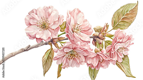 A painting of a pink flower with a white background