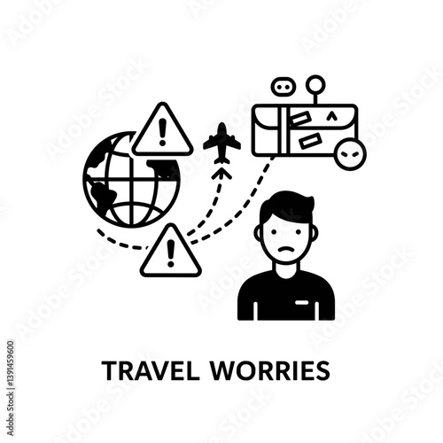 Travel Worries Depicted Through a Man's Concern in Travel Scene  