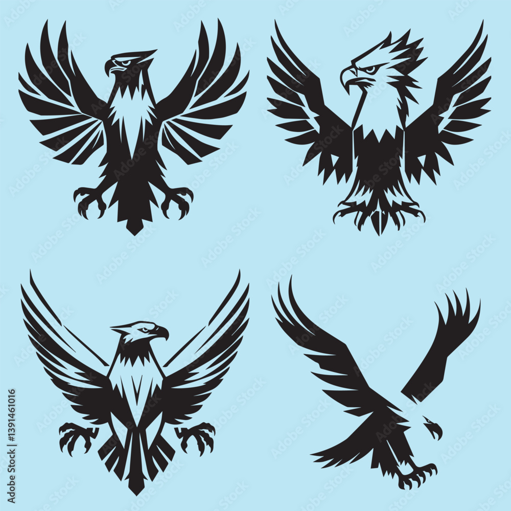 Obraz premium Eagle silhouette of eagle Eagle logo Vector graphic of eagle icon Black and White Silhouette collection 