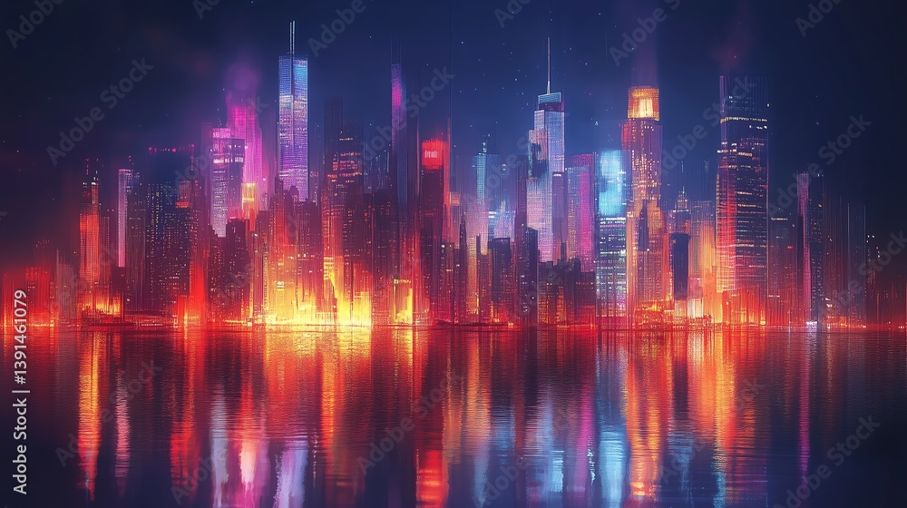 Holographic City Skyline with Transparent Elements, Futuristic Digital Art Concept for Technology and Innovation Holographic City Skyline with Transparent Elements, Futuristic Digital Art Concept for Technology and Innovation