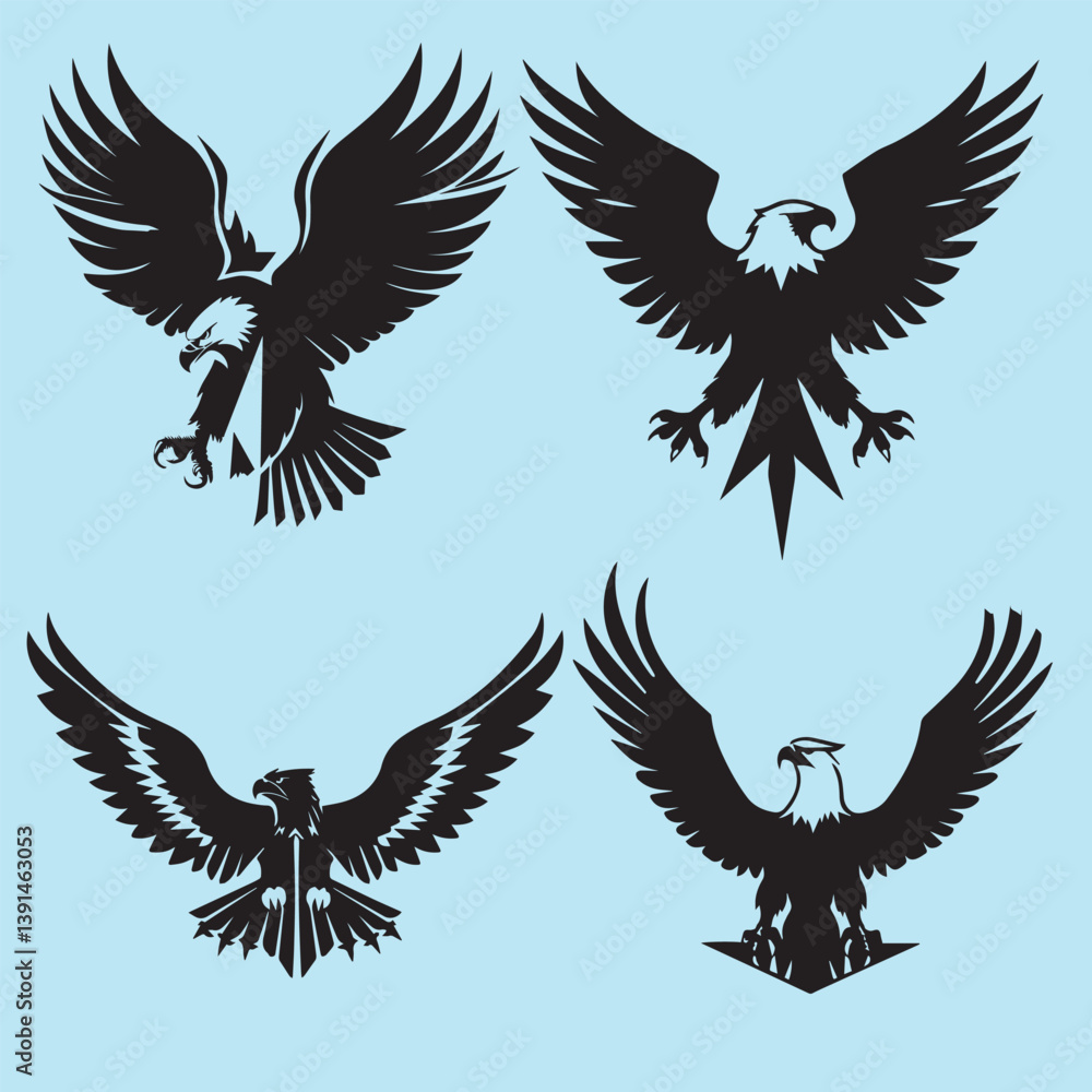 Fototapeta premium Eagle silhouette of eagle Eagle logo Vector graphic of eagle icon Black and White Silhouette collection 
