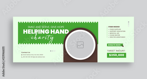 Charity fundraising & donation banner | Nonprofit facebook cover | Social media post template for awareness & humanitarian aid campaign