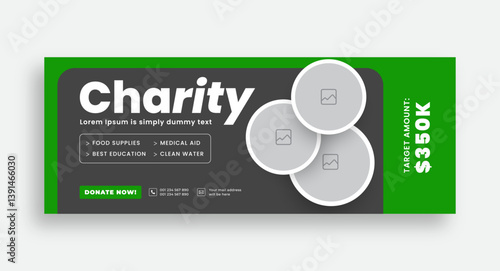 Charity fundraising & donation banner | Nonprofit facebook cover | Social media post template for awareness & humanitarian aid campaign