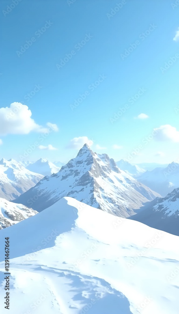 Fototapeta premium A stunning view of snow-capped mountains under a bright blue sky