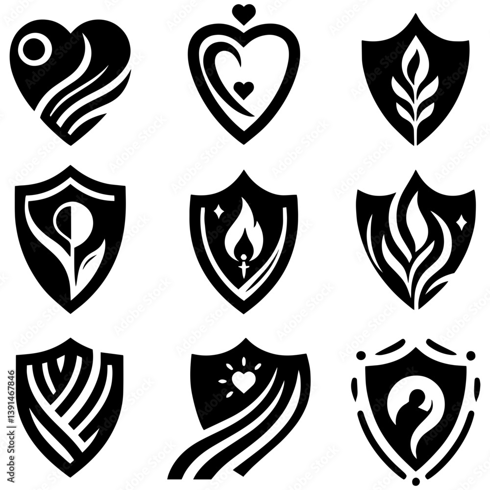 Fototapeta premium Shield of sacred pure heart embrace bonds