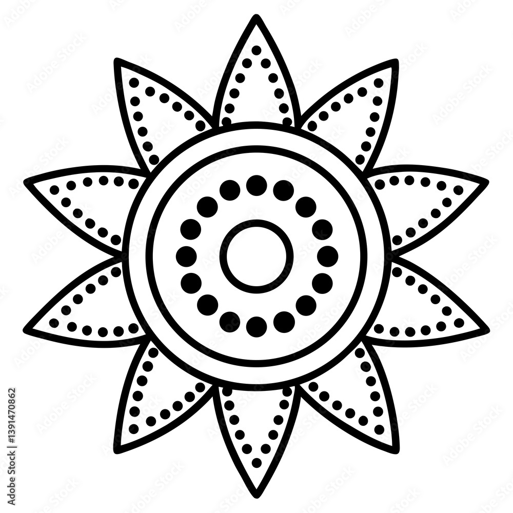 Aboriginal dot painting mandala line art vector illustration Aboriginal dot painting mandala line art vector illustration
