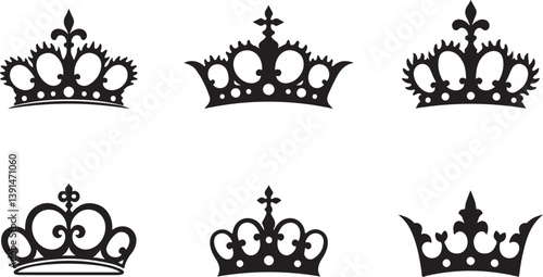 Collection of Royal Crown king ornament Silhouettes"