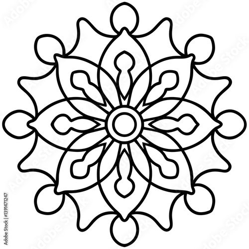 Abstract liquid color mandala line art vector illustration 