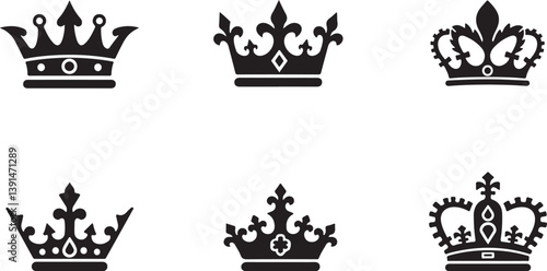 Collection of Royal Crown king ornament Silhouettes"