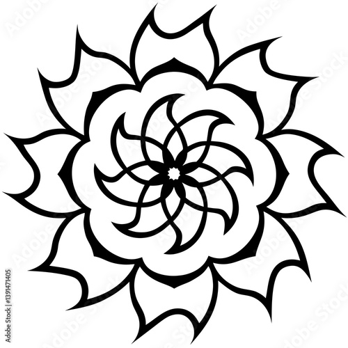 Abstract paint stroke mandala line art vector illustration 