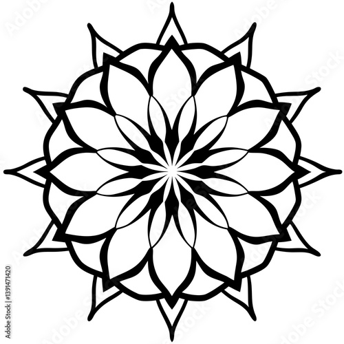 Abstract paint stroke mandala line art vector illustration 