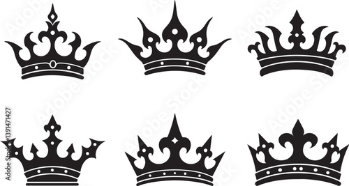 Collection of Royal Crown king ornament Silhouettes"