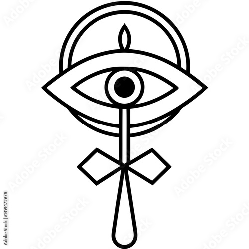 Ankh and eye of Horus mandala line art vector illustration 