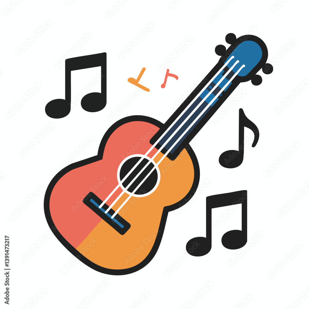 Fototapeta premium guitar and musical notes