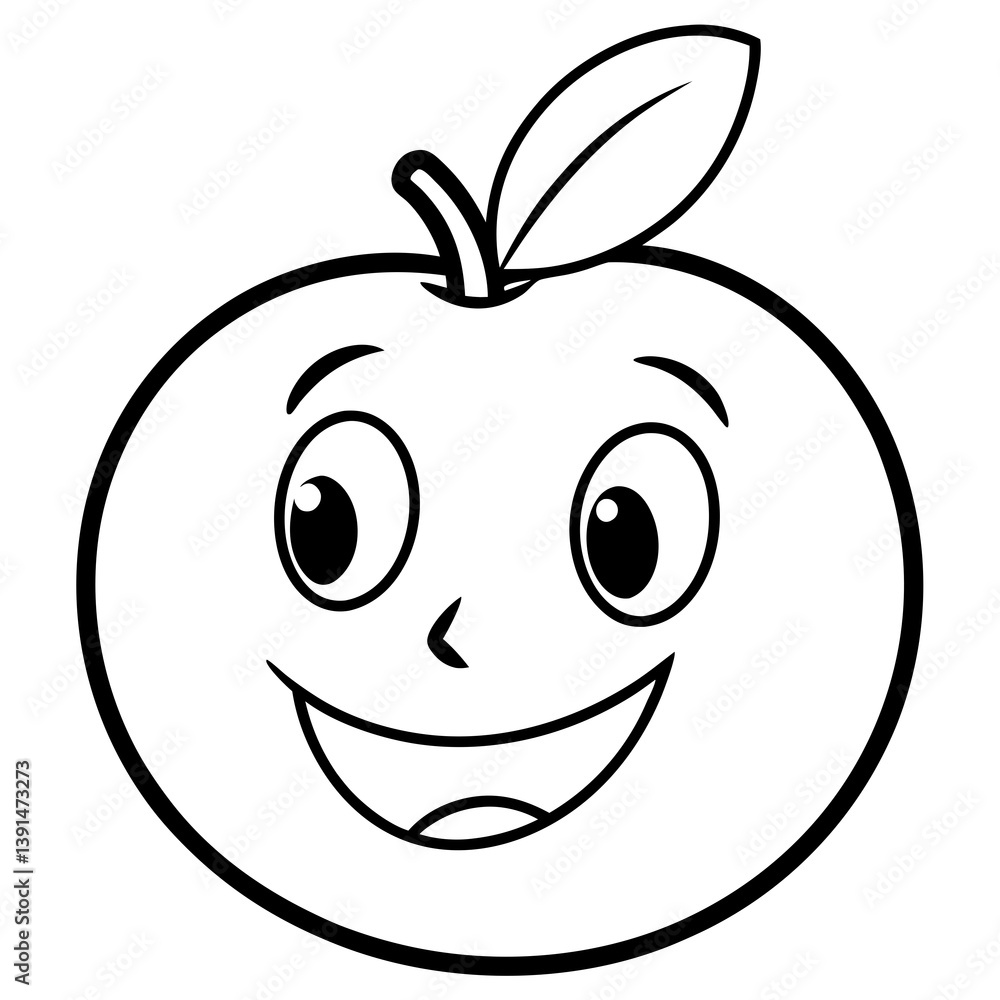 Cartoon fruit faces happy sad excited line art vector illustration Cartoon fruit faces happy sad excited line art vector illustration