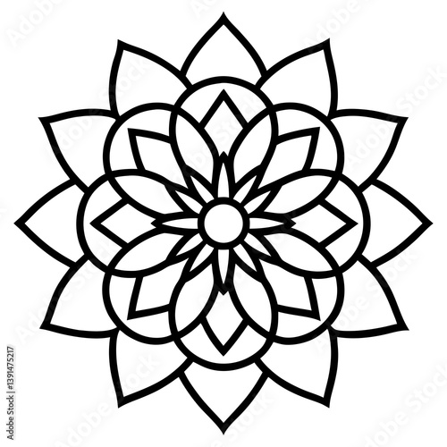 Embossed golden foil mandala line art vector  illustration