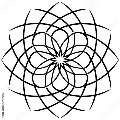 Fractal chaos theory mandala line art vector  illustration