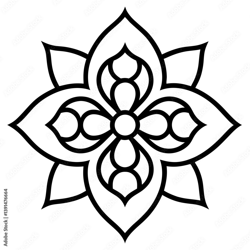 Gothic cathedral rose window mandala line art vector illustration Gothic cathedral rose window mandala line art vector illustration