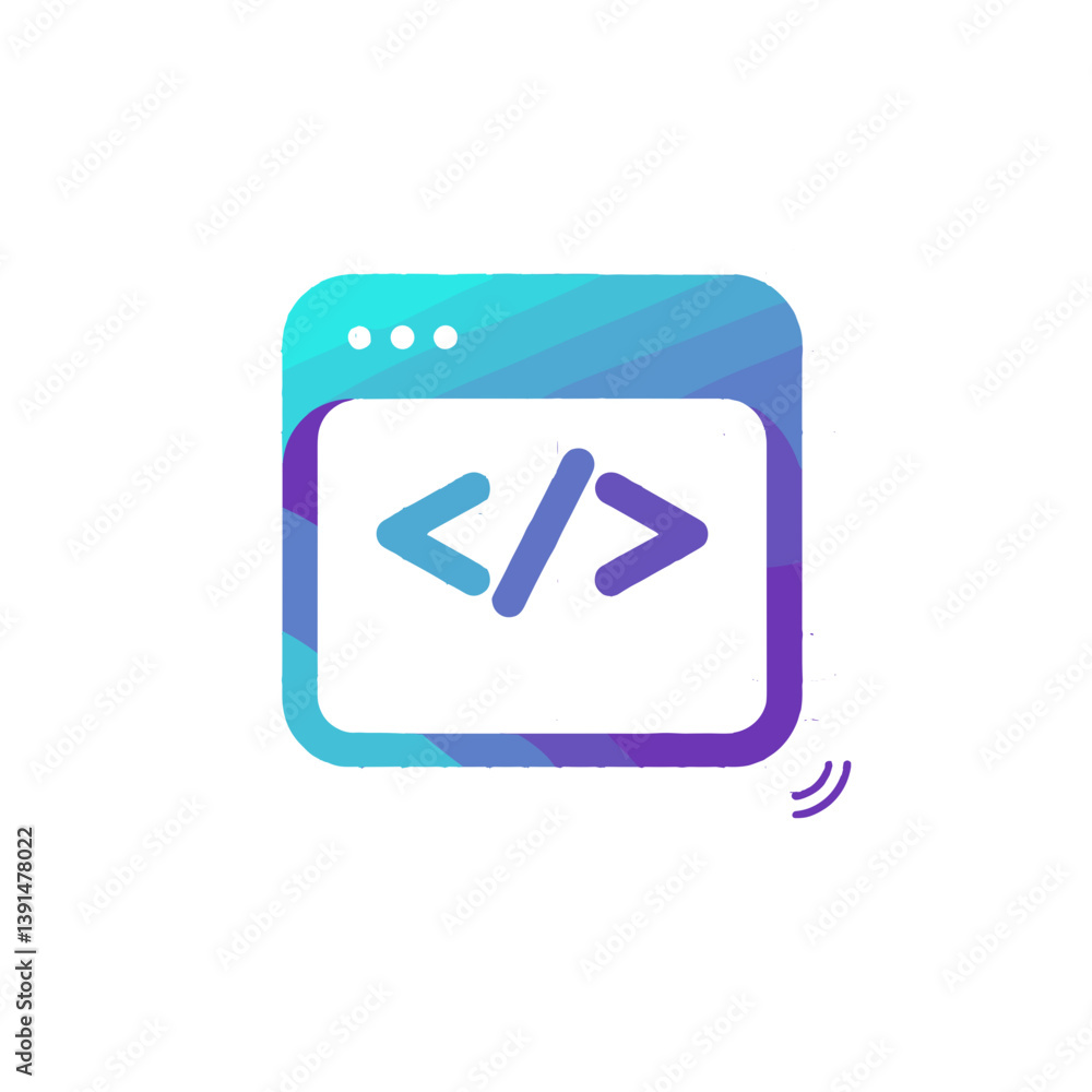 Coding Window Icon with Colorful Gradient Background Coding Window Icon with Colorful Gradient Background