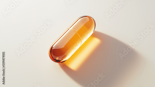 Transparent omega-3 capsule on a light background.