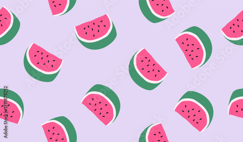 Cute watermelon fruits pattern background vector design