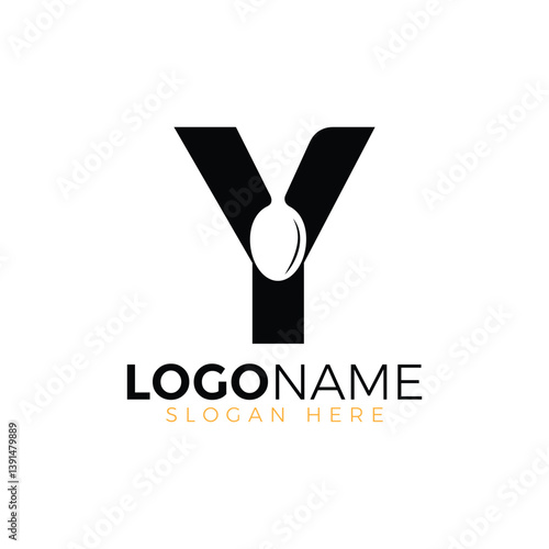 Letter Spoon with Shape Spoon Logo. Initial Letter Y Food Logo, Restaurant Food Logo, letter Y spoon fork logo design vector