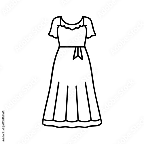 maxi dress icon, maxi dress line art - simple line art of maxi dress, perfect for maxi dress logos and icons