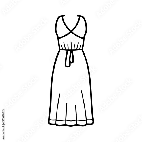 maxi dress icon, maxi dress line art - simple line art of maxi dress, perfect for maxi dress logos and icons