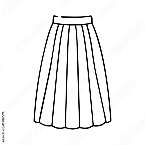 maxi skirt icon, maxi skirt line art - simple line art of maxi skirt, perfect for maxi skirt logos and icons