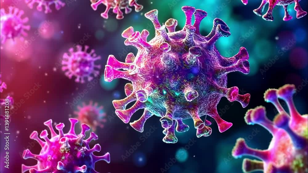 Visual exploration of microscopic virus structures in vibrant colors and patterns