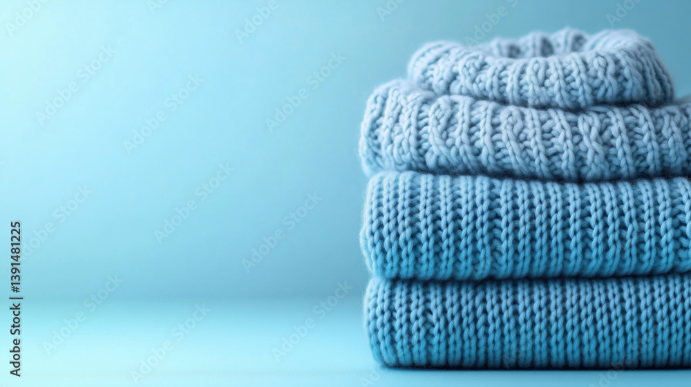 Folded wool sweaters for seasonal fashion.
