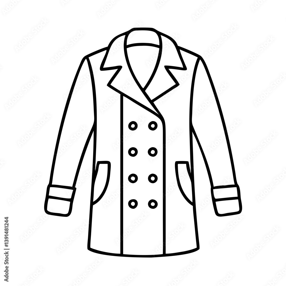 peacoat icon, peacoat line art - simple line art of peacoat, perfect for peacoat logos and icons peacoat icon, peacoat line art - simple line art of peacoat, perfect for peacoat logos and icons