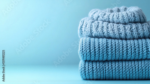 Obraz na płótnie Folded wool sweaters for seasonal fashion. w salonie