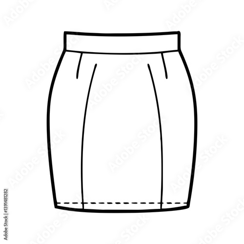 pencil skirt icon, pencil skirt line art - simple line art of pencil skirt, perfect for pencil skirt logos and icons