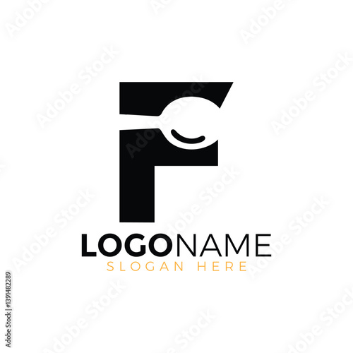 Letter Spoon with Shape Spoon Logo. Initial Letter F Food Logo, Restaurant Food Logo, letter F spoon fork logo design vector