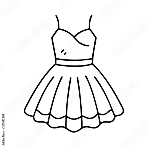 tulle dress icon, tulle dress line art - simple line art of tulle dress, perfect for tulle dress logos and icons