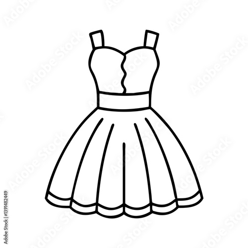 tulle dress icon, tulle dress line art - simple line art of tulle dress, perfect for tulle dress logos and icons