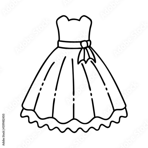 tulle dress icon, tulle dress line art - simple line art of tulle dress, perfect for tulle dress logos and icons