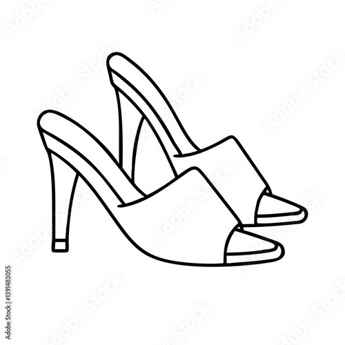mules shoes icon, mules shoes line art - simple line art of mules shoes, perfect for mules shoes logos and icons