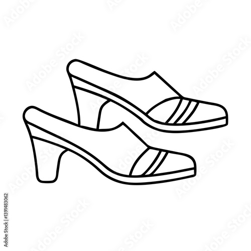 mules shoes icon, mules shoes line art - simple line art of mules shoes, perfect for mules shoes logos and icons