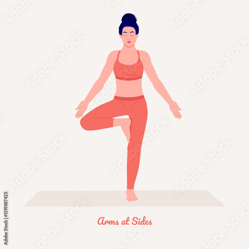 Arms at Sides pose. Young woman practicing Yoga pose. Woman workout fitness, aerobic and exercise