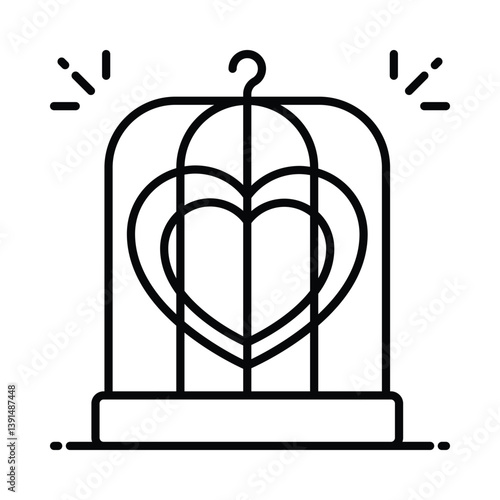 Heart Cage vector outline icon. EPS 10 file