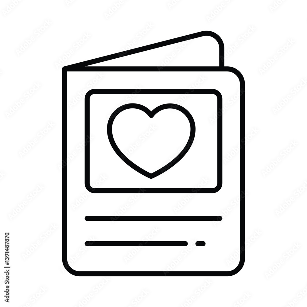 Valentines day card vector outline icon. EPS 10 file Valentines day card vector outline icon. EPS 10 file