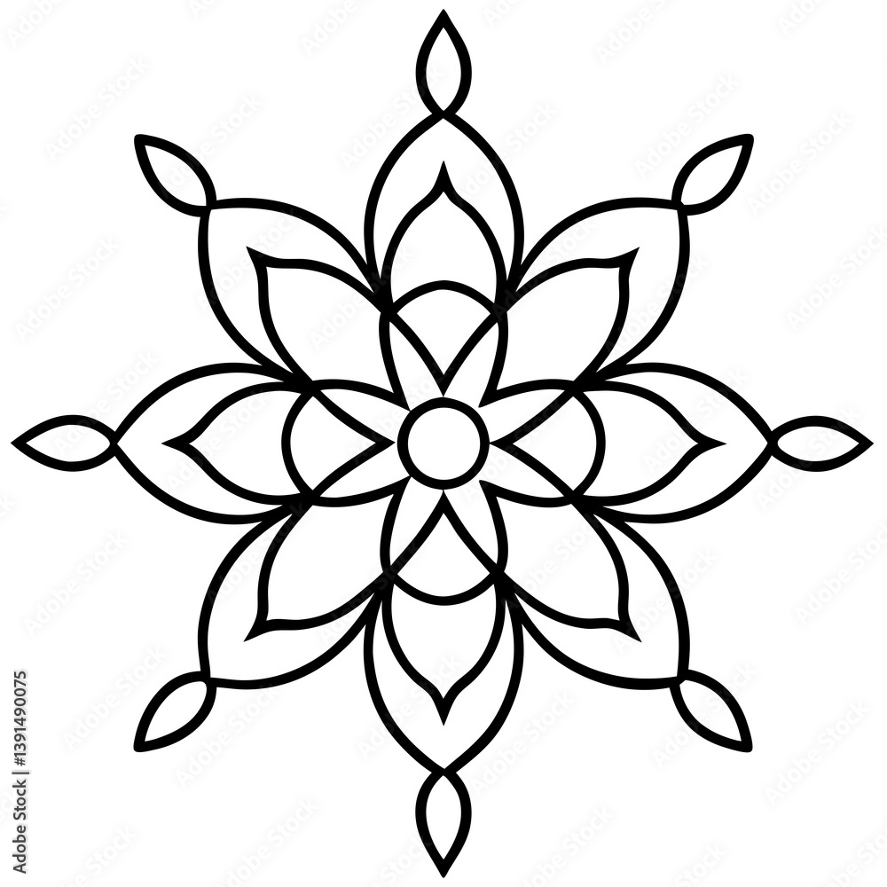 Obraz premium Traditional Indian rangoli mandala line art vector illustration