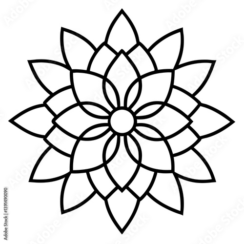 Traditional Indian rangoli mandala line art vector illustration